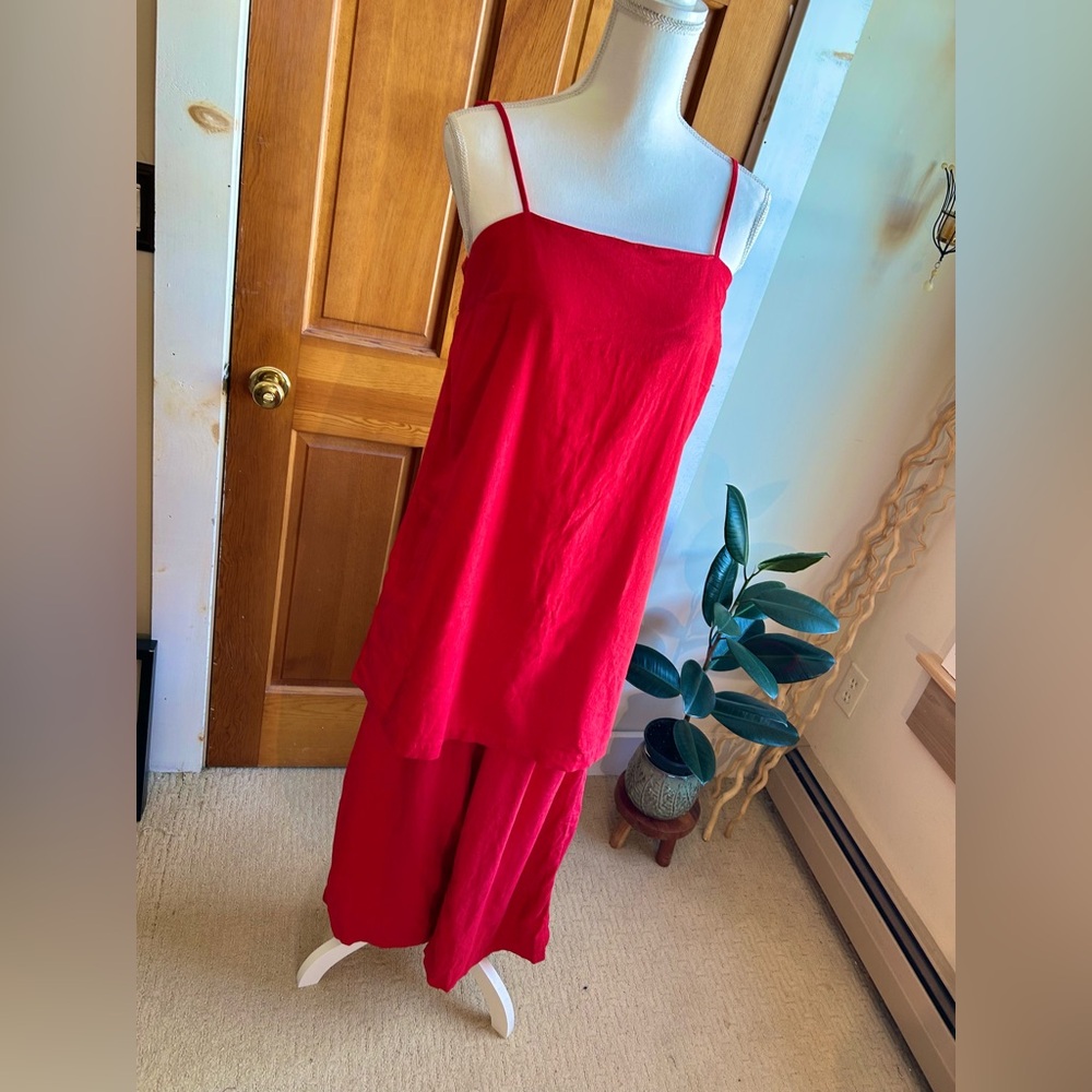 a new day Red Linen and Rayon Pantsuit Dress